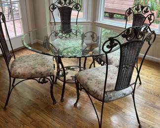 Wrought Iron Round Glass top table