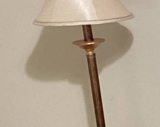 Gold base stick lamp with white shade set of 2