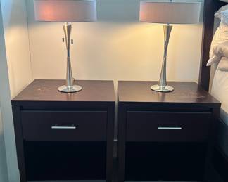 Bedside tables and lamps