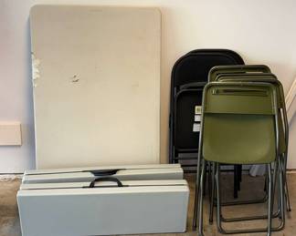 Cosco chairs, folding table and folding benches