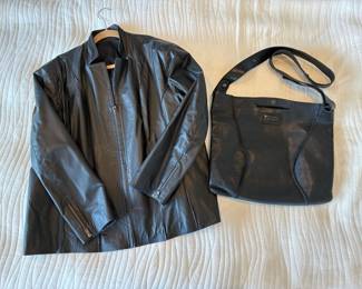 Leather jacket and purse