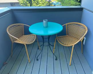 Out door cafe style table and chairs
