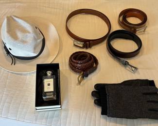 Belts, hat and winter gloves