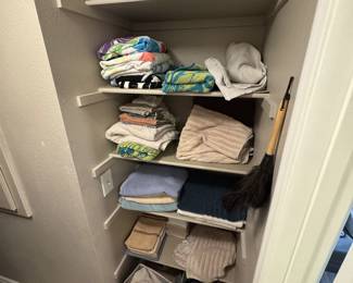 Household items, towels, humidifier, cleaning supplies