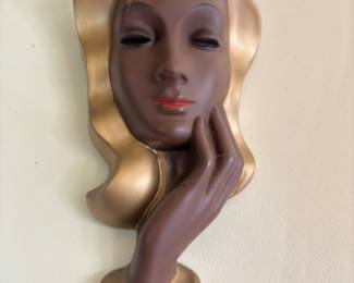 Pr vintage Art Deco face wall decor