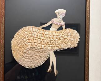 1920’s Art Deco paper doll embellished with ribbon 