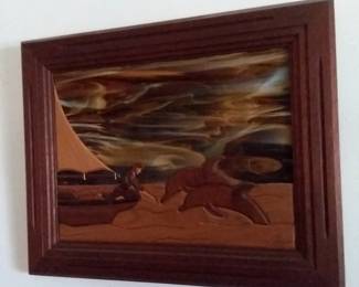 Wood and glass art (signed)