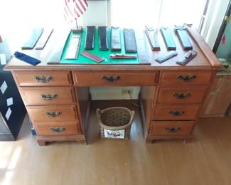 Collection of slide rulers, desk