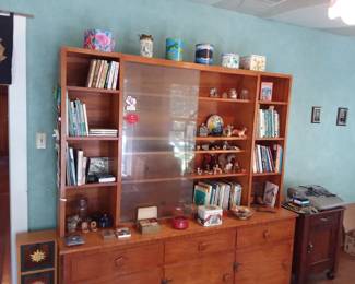 MCM hutch with collectibles