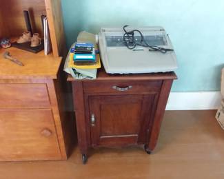 Great old cabinet! Brother typewriter