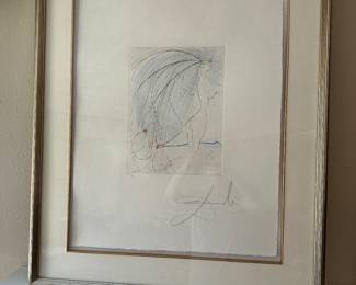 Salvador Dali - Hand signed in Pencil by the artist. Copper plate etching on hand-colored on Arches paper - signed and numbered. Diane de Poitiers, Numbered: XCV/C which is 95/100