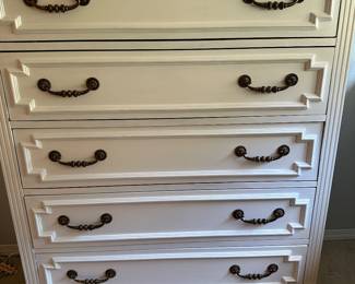 White 5 Drawer tall boy dresser