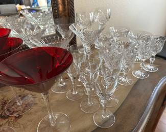 Fancy glasses to include Waterford Wine, Water & Cordial glasses
