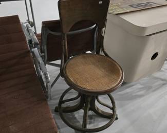 Bentwood & Rattan Drafting Stool