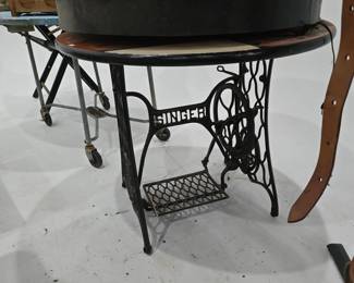 Steampunk Table made on Singer Trestle Base