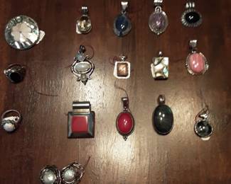 Sterling Silver earrings, rings and pendants