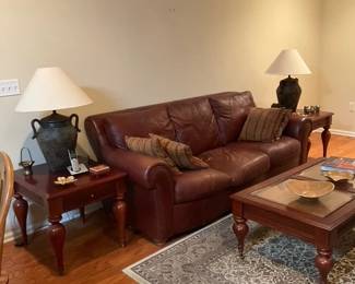 Brown leather couch