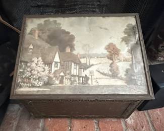 Vintage Wood Box with Art