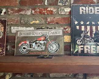 Metal Motorcycle Garage Signs