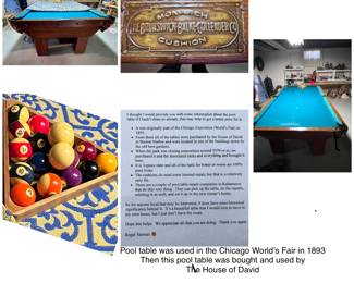 Antique Pool table from House of David.