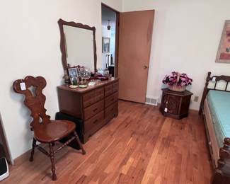 Unique chair, dresser with mirror