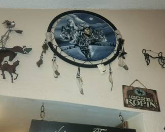 Large Native American Decorative Shield with feathers Priced to sell $25
