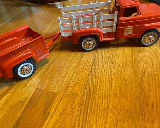 Vintage Hubley Mighty Metal Farm Truck with Trailer
