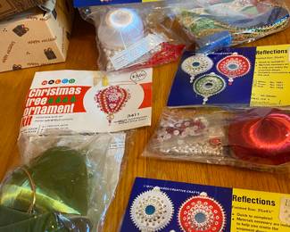 Vintage Sequin Pearls Styrofoam Christmas Ornament Kits, NRFP