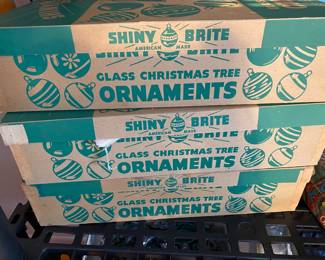 Boxes of Red Ornaments