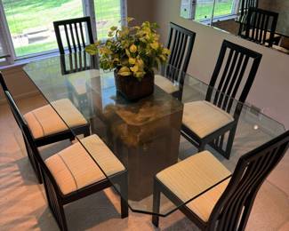 Custom design Glass Dining Table and 6 Chairs