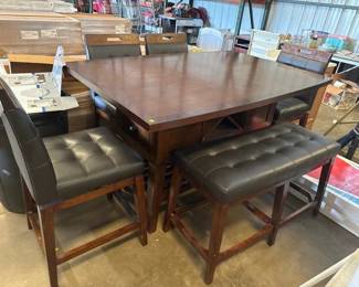 DINING TABLE WITH 4 CHAIRS AND BENCH