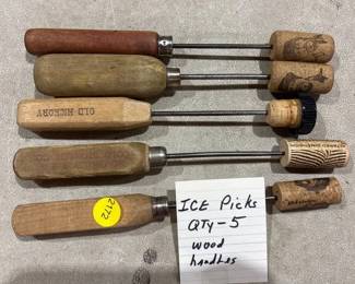 5 ICE PICKS WOOD HANDLES
