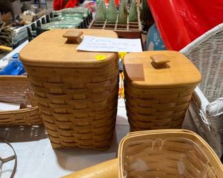 2 PIECE LONGABERGER CANISTER SET WITH LIDS