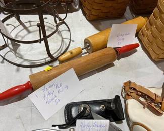 2 VINTAGE WOODEN HANDLE ROLLING PINS
