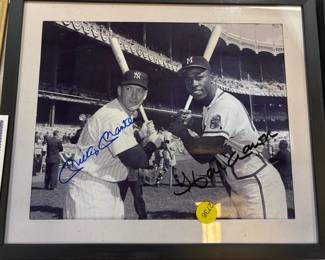 MICKEY MANTLE AND HANK AARON SIGNED PHOTO