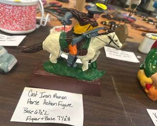 CAST IRON MAN ON HORSE FIGURE