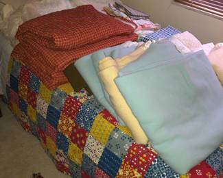 Pair of patchwork twin bed spreads 