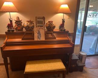 Piano, 2 Western Lamps and home Decor