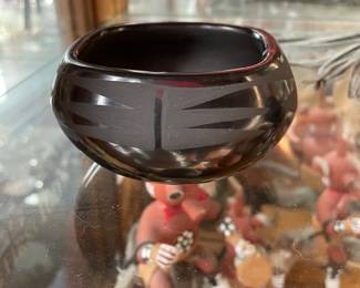 Black on Black Pottery with shiny surface