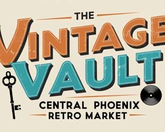 The Vintage Vault Central Phoenix Retro Market Text Logo