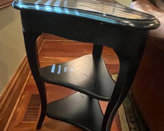 Painted black wood side table....