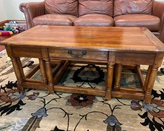 Hekman wood coffee table with 2 nesting side tables.....
