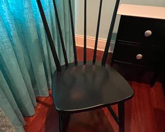 Painted black wood chair