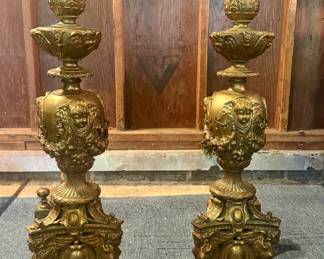Solid Brass and Andirons. 19c
