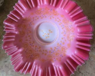Hand-painted Ruffle Victorian Pink Bride's Basket 