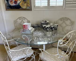 Metal glass-top dinette with 4 chairs