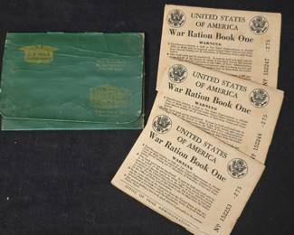 WWII War Ration Books with a few stamps still attached