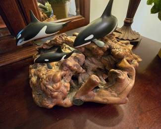 Wood Orca Sculpture by John Perry