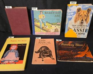 Antique/Vintage books - 1911 Call of the Wild, 1938 Barefoot Abe, 1945 Lassie Come Home