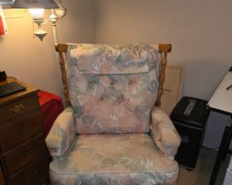 wood-trimmed rocker, recliner